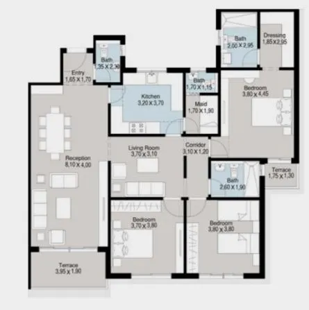 شقة-3غرف-غرفة-ناني-بحمام-bluetree-new-cairo