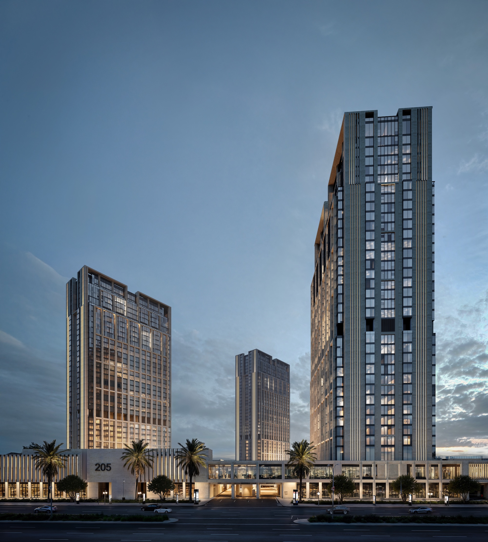 205 Towers الشيخ زايد — رندر رسمي من Arkan Palm